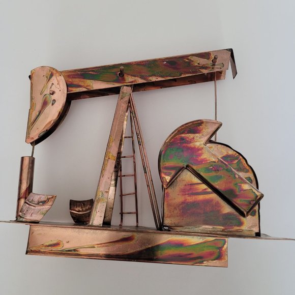 Vintage Rustic MCM Brutalist Oil Rig Decor Music Box